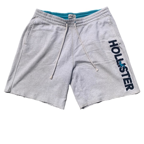 💜 Hollister Gray Drawstring Sweat Shorts - Size M - Picture 1 of 7